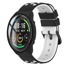 Per Xiaomi MI Watch Color 22mm Cinturino in silicone poroso bicolore (nero + bianco)