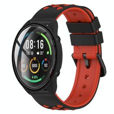 Per Xiaomi MI Watch Color 22mm Cinturino in silicone poroso bicolore (nero + rosso)