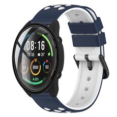 Per Xiaomi MI Watch Cinturino in silicone poroso bicolore da 22 mm (blu notte + bianco)
