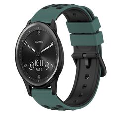 Per cinturino in silicone bicolore Garmin Vivomove Sport 20 mm (verde oliva + nero)
