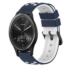 Per Garmin Vivomove Sport 20mm Cinturino in silicone bicolore (blu notte + bianco)