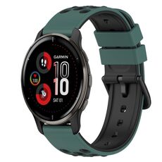 Per Garmin Venu 2 Plus 20mm Cinturino in silicone bicolore (verde oliva + nero)