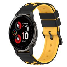 Per Garmin Venu 2 Plus 20mm Cinturino in silicone bicolore (nero + rosso)