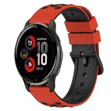 Per Garmin Venu 2 Plus 20mm Cinturino in silicone bicolore (nero + verde lime)
