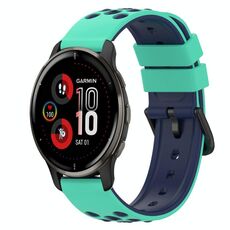 Cinturino in silicone bicolore da 20 mm per Garmin Venu 2 Plus (verde militare + nero)