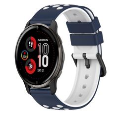 Per Garmin Venu 2 Plus 20mm Cinturino in silicone bicolore (blu notte + bianco)