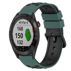 Per Garmin Approach S40 Cinturino in silicone bicolore da 20 mm (verde oliva + nero)