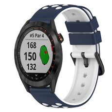 Per Garmin Approach S40 Cinturino in silicone bicolore da 20 mm (blu notte + bianco)