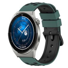 Per Huawei Watch GT3 Pro 43mm 20mm Cinturino in silicone bicolore (verde oliva + nero)
