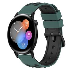 Per Huawei Watch GT3 42mm 20mm Cinturino in silicone bicolore (verde oliva + nero)