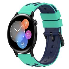 Per Huawei Watch GT3 42mm 20mm Cinturino in silicone bicolore (verde militare + nero)