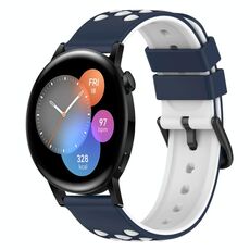 Per Huawei Watch GT3 42mm 20mm Cinturino in silicone bicolore (blu notte + bianco)