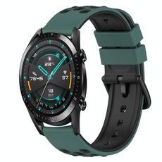 Per Huawei Watch GT2 42mm 20mm Cinturino in silicone bicolore (verde oliva + nero)