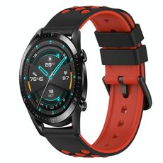 Per Huawei Watch GT2 42mm 20mm Cinturino in silicone bicolore (nero + bianco)