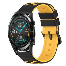 Per Huawei Watch GT2 42mm 20mm Cinturino in silicone bicolore (nero + rosso)