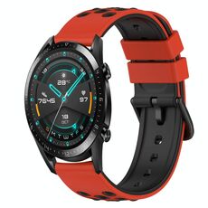 Per Huawei Watch GT2 42mm 20mm Cinturino in silicone bicolore (nero + verde lime)