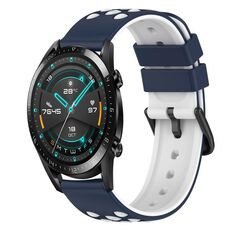 Per Huawei Watch GT2 42mm 20mm Cinturino in silicone bicolore (blu notte + bianco)