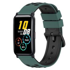 Cinturino per orologio in silicone bicolore For Honor Watch ES 20 mm (verde oliva + nero)