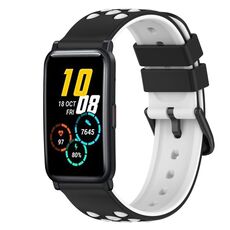 Cinturino per orologio in silicone bicolore For Honor Watch ES 20 mm (rosa + bianco)
