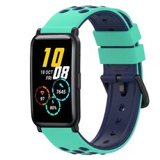 Cinturino per orologio in silicone bicolore For Honor Watch ES 20 mm (verde militare + nero)
