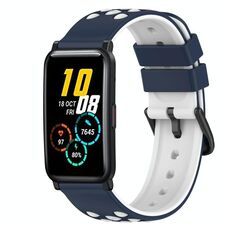 Cinturino per orologio in silicone bicolore For Honor Watch ES 20 mm (blu notte + bianco)