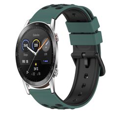 Cinturino per orologio in silicone bicolore For Honor MagicWatch2 42 mm 20 mm (verde oliva + nero)