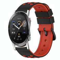 Per Honor MagicWatch2 42mm 20mm Cinturino in silicone bicolore (nero + bianco)