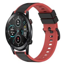 Cinturino per orologio in silicone bicolore da 42 mm 20 mm per Honor MagicWatch2 (nero + rosso)