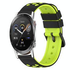 Per Honor MagicWatch2 42mm 20mm Cinturino in silicone bicolore (nero + grigio)