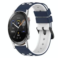 Cinturino per orologio in silicone bicolore For Honor MagicWatch2 42 mm 20 mm (blu notte + bianco)