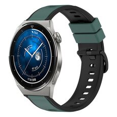 Per Huawei Watch GT3 Pro 46mm 22mm Cinturino in silicone bicolore (verde oliva + nero)