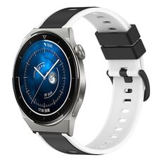 Per Huawei Watch GT3 Pro 46mm 22mm Cinturino in silicone bicolore (nero + bianco)