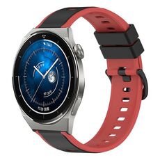 Per Huawei Watch GT3 Pro 46mm 22mm Cinturino in silicone bicolore (nero + rosso)
