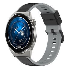 Per Huawei Watch GT3 Pro 46mm 22mm Cinturino in silicone bicolore (nero + grigio)