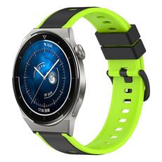 Per Huawei Watch GT3 Pro 46mm 22mm Cinturino in silicone bicolore (nero + verde lime)