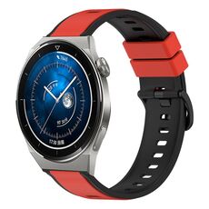 Per Huawei Watch GT3 Pro 46mm 22mm Cinturino in silicone bicolore (rosso + nero)