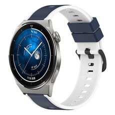 Per Huawei Watch GT3 Pro 46mm 22mm Cinturino in silicone bicolore (blu notte + bianco)