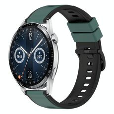 Per Huawei Watch GT3 46mm 22mm Cinturino in silicone bicolore (verde oliva + nero)