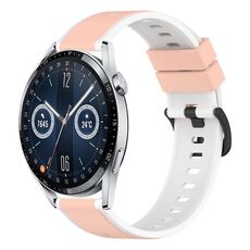 Per Huawei Watch GT3 46mm 22mm Cinturino in silicone bicolore (rosa + bianco)