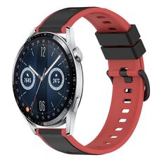Per Huawei Watch GT3 46mm 22mm Cinturino in silicone bicolore (nero + rosso)