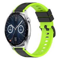 Per Huawei Watch GT3 46mm 22mm Cinturino in silicone bicolore (nero + verde lime)