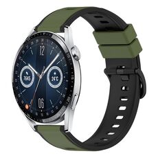 Per Huawei Watch GT3 46mm 22mm Cinturino in silicone bicolore (verde militare + nero)