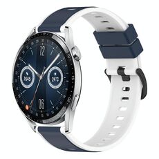 Per Huawei Watch GT3 46mm 22mm Cinturino in silicone bicolore (blu notte + bianco)