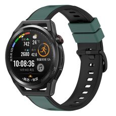 Per Huawei Watch GT Runner 22mm Cinturino in silicone bicolore (verde oliva + nero)