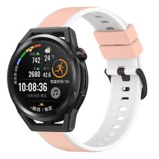 Per Huawei Watch GT Runner 22mm Cinturino in silicone bicolore (rosa + bianco)