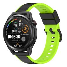Per Huawei Watch GT Runner 22mm Cinturino in silicone bicolore (nero + verde lime)