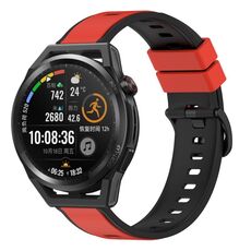 Per Huawei Watch GT Runner 22mm Cinturino in silicone bicolore (rosso + nero)