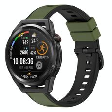 Per Huawei Watch GT Runner 22mm Cinturino in silicone bicolore (verde militare + nero)