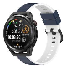 Per Huawei Watch GT Runner 22mm Cinturino in silicone bicolore (blu notte + bianco)