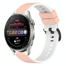 Per Huawei Watch 3 Pro 22mm Cinturino in silicone bicolore (rosa + bianco)